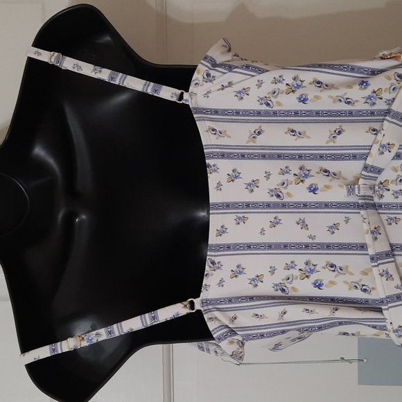 NWT ANTONIO MELANI BLUE BELTED ABYSS FLORAL/STRIPED ONE PIECE SWIMSUIT SZ L - Picture 7 of 16